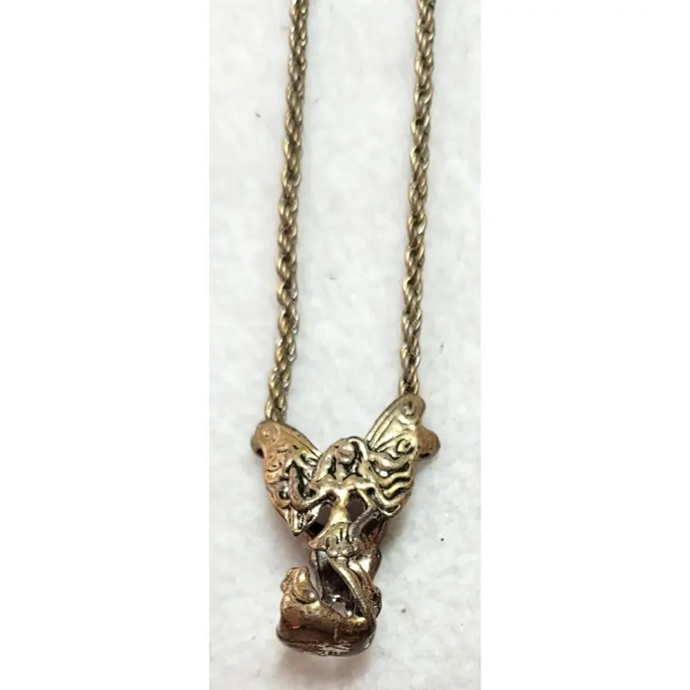 Fairy Dust Vintage Ornate Vial Holder Necklace Pendant Mixed Metal Fairycore